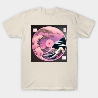 Pink Kanagawa Mountains Vinyl LP T-Shirt